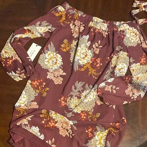 ALI & JAY Floral Long Sleeve Dress - Burgundy and Cream